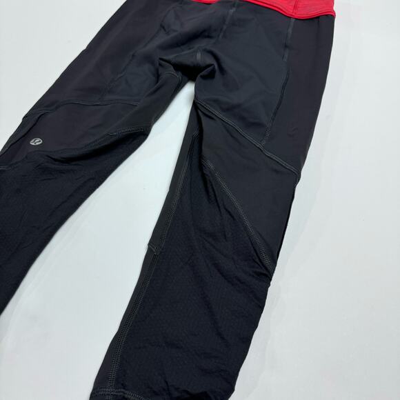 Lululemon Run For Your Life Crop Size 2 Running Leggings Deep Coal Space Red - Picture 8 of 14